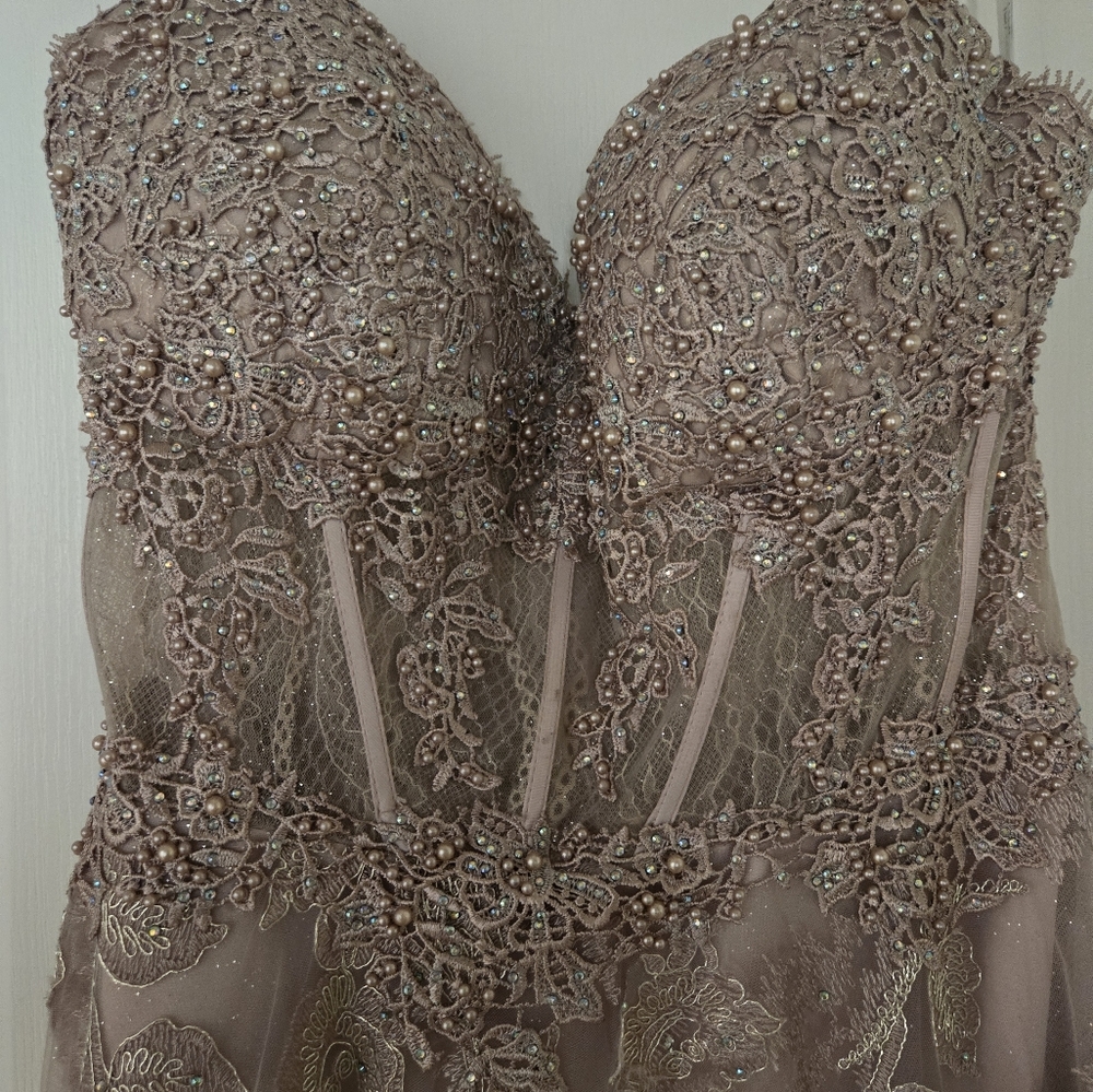 Jovani Mauve Spaghetti Strap - Picture 3 of 12